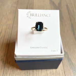 NWT Genuine, crystal blue stone ring with gold band size 7